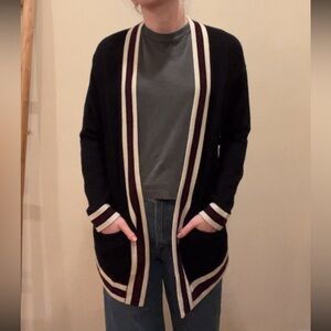 NWT C by Bloomingdale's Cashmere Multi Stripe Cardigan with Pockets